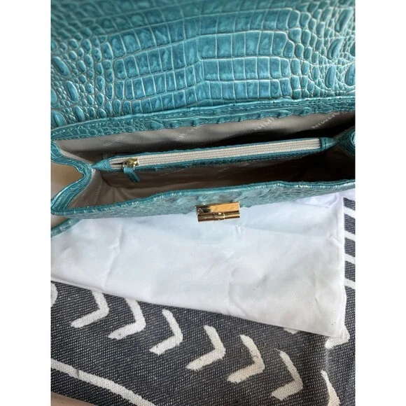 New Brahmin Mermaid Green Rosalie Crossbody with Turn Lock Flap Closure - Picture 6 of 10